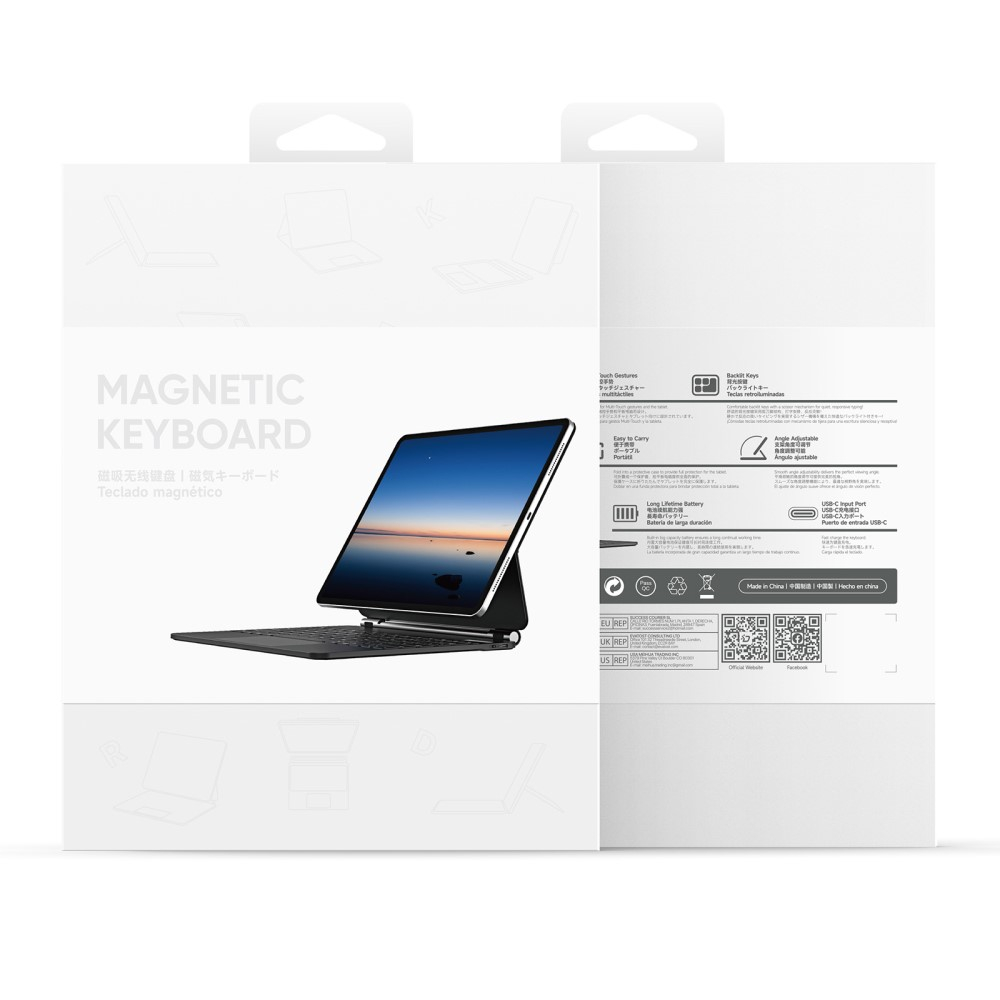 Samsung Galaxy Tab S10  Plus Leder Tasche Magnetische Bluetooth Tastatur   S-Pen Halterung (QWERTY) - Schwarz