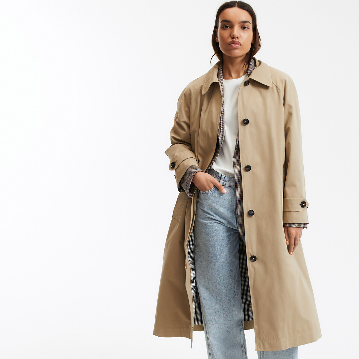 COLEÇÕES LA REDOUTE<br>Trench coat oversized com botões, modelo Signature MAURICE