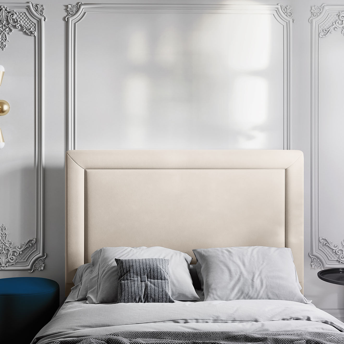 CXL by Christian Lacroix Tête de lit Marie velours beige clair - 140x120 cm