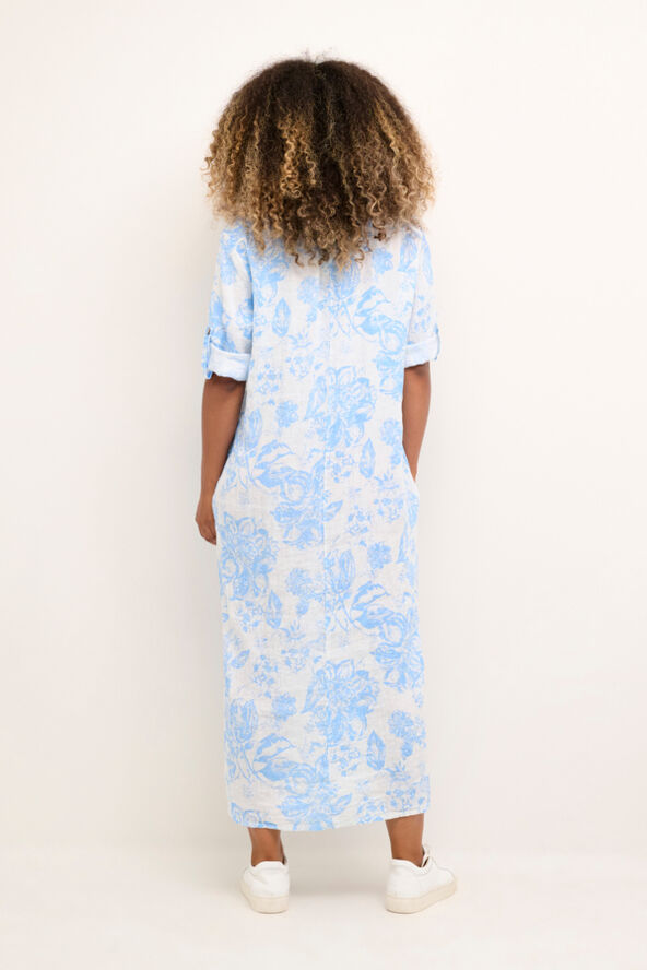 Cream CRBellis Caftan Dress - Mollie Fit Blue botanic garden