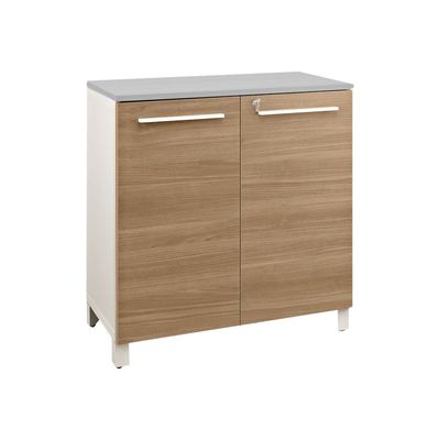 Rangement bas SUNDAY - L80 x H79 x P42 - 2 portes - finition chêne (top surmeuble non compris)