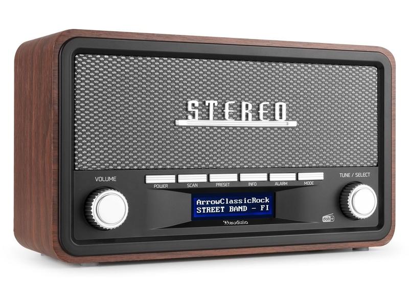 Audizio DAB  Radio Foggia Grau Digitalradio im Retro-Design mit Stereo-Lautsprechersystem und Senderspeicherung