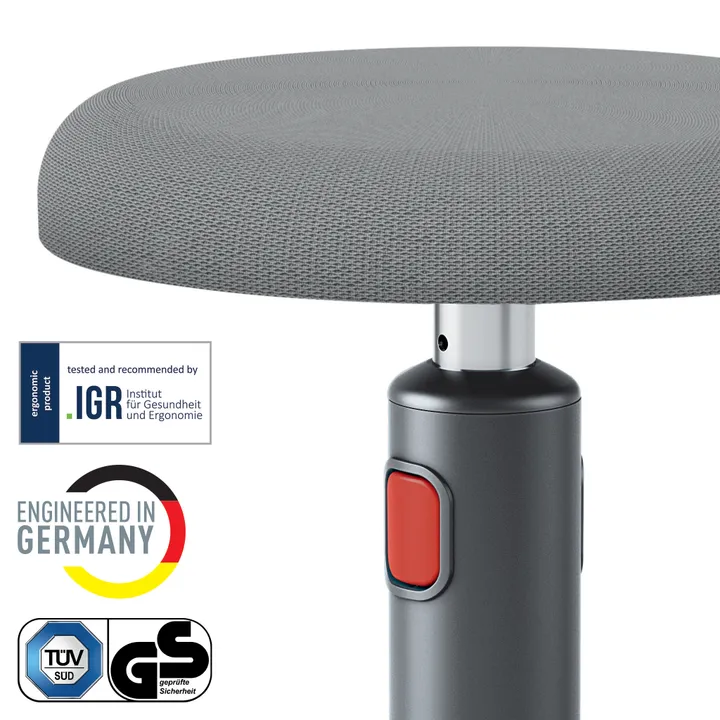 Leitz Ergo Cosy Active Sidde-stå balancestol 2-i-1 grå - højdejustering 46-79 cm
