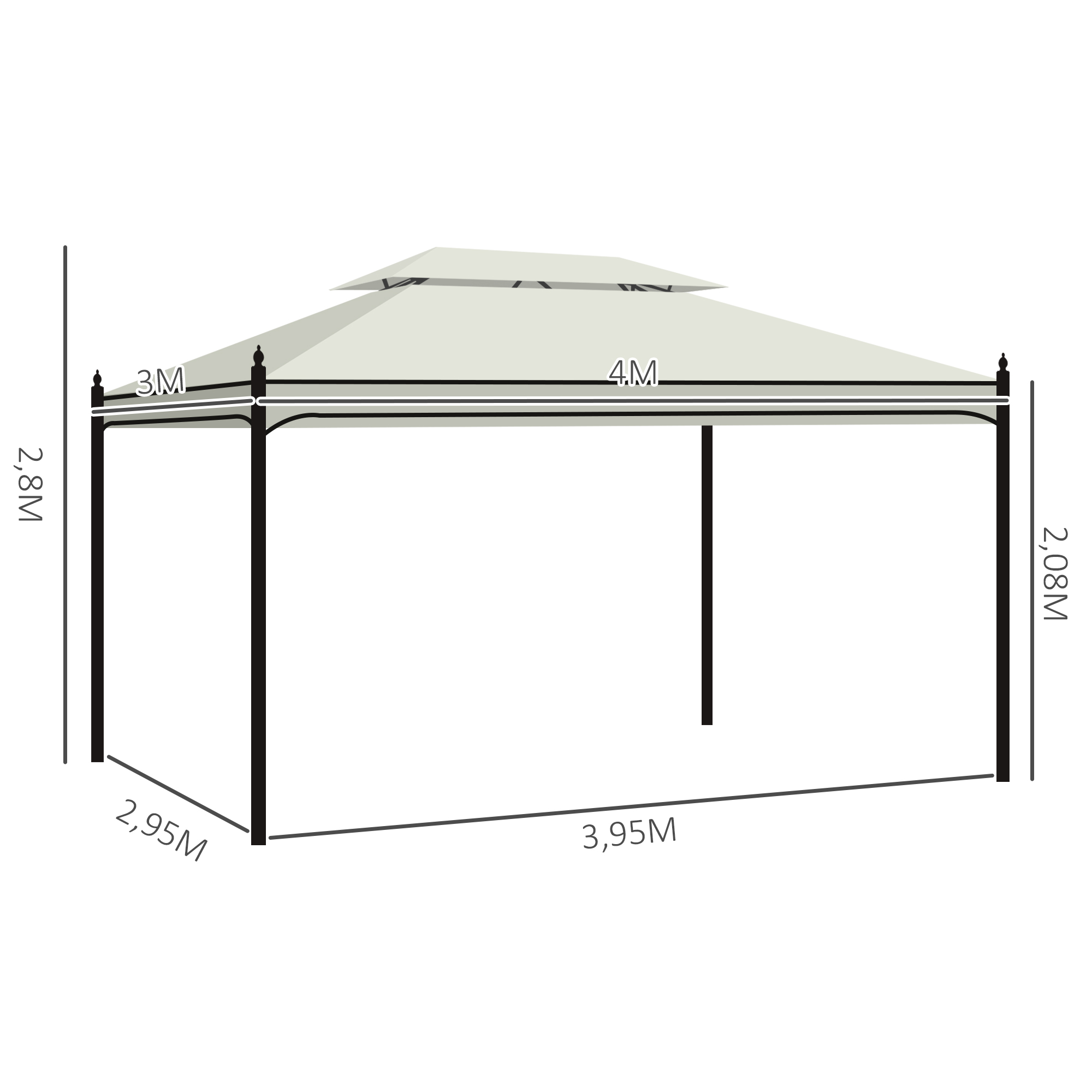 Pérgola/Gazebô Outsunny White Garden