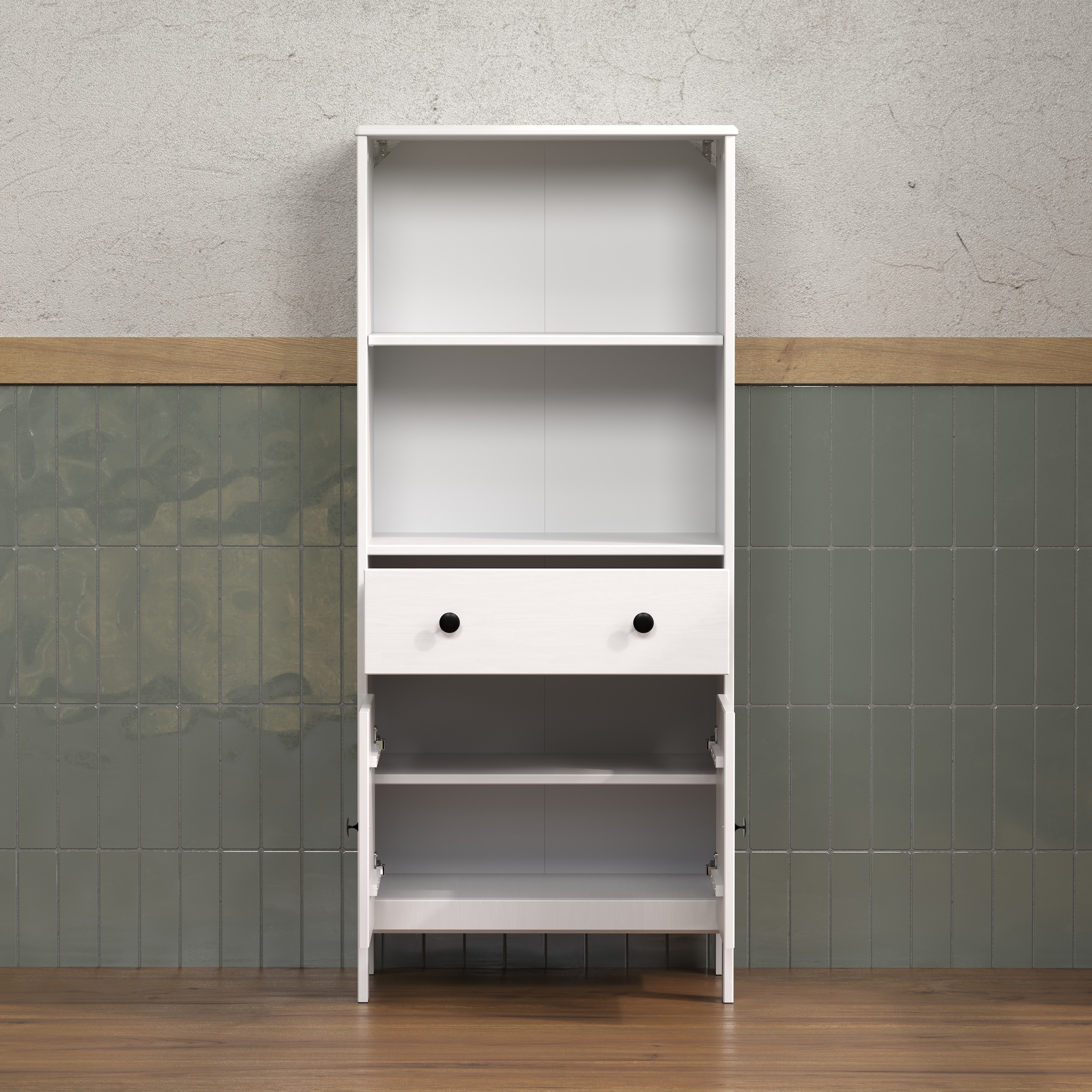 welltime Midischrank »Kall« 1 Stk. tlg. Breites Badregal aus Kiefer-Massivholz - Weiss oder Braun lackiert