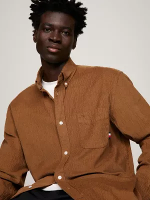 Camisa de veludo cotelê texturizado de corte regular