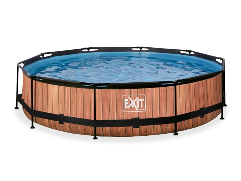 EXIT Wood pool ø360x76cm med filterpumpe - brun 6125 L