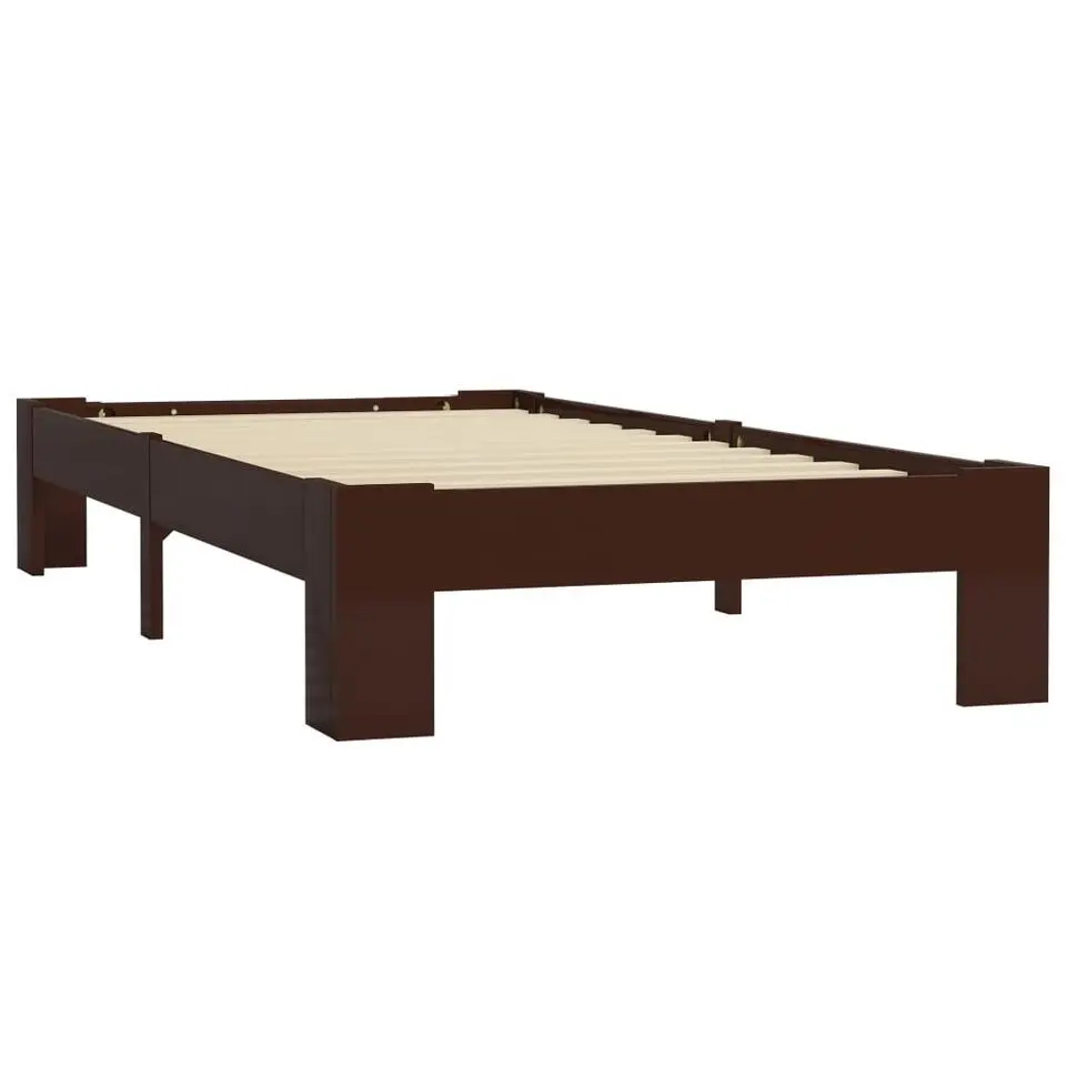 vidaXL - Bed frame - Donkerbruin - Massief grenenhout - 90x200 cm