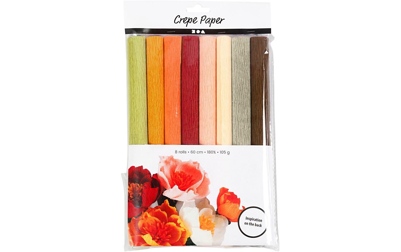 Krepppapier Pastell/rot 25 x 60 cm, 105 g/m², 8 StückBastelpapier