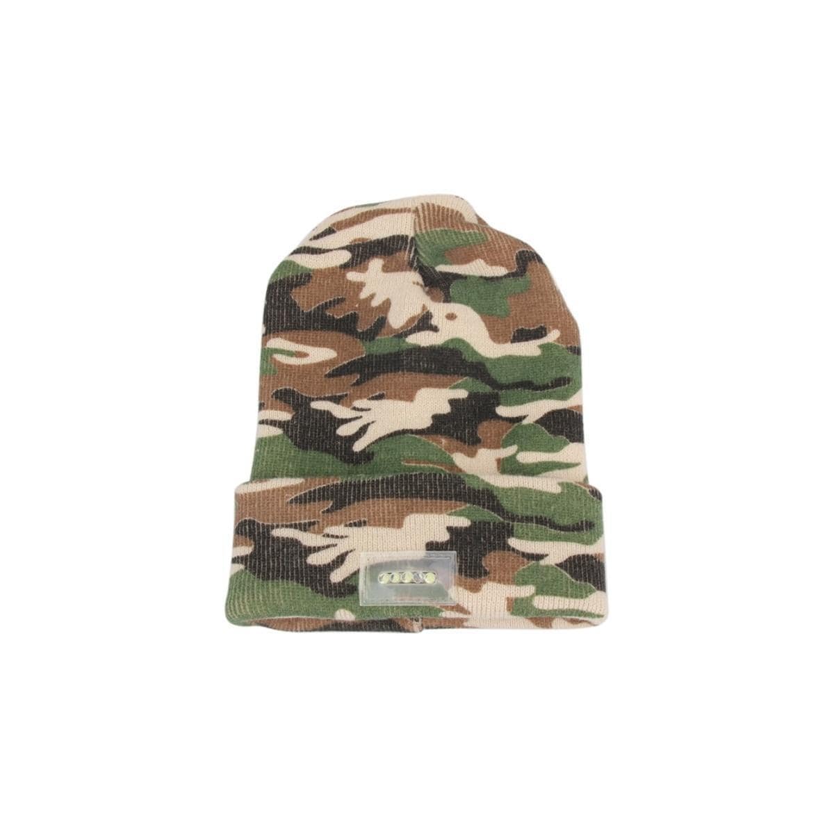 LED Beanie med fem innebygde lys - Kamuflasje