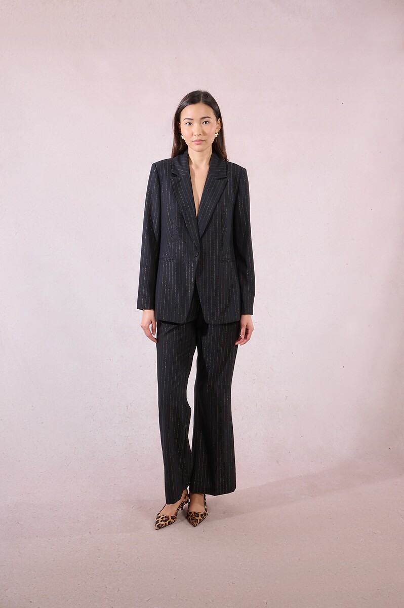 MOLLY BRACKEN<br>Blazer listrado, aberto na parte inferior