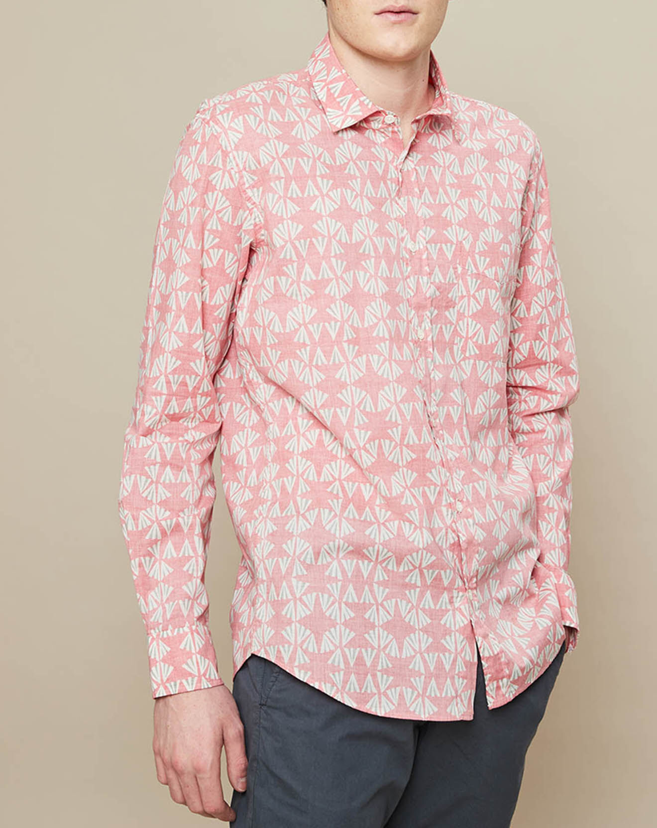 Hartford Chemise slim Storm Fans imprimée rouge pâle