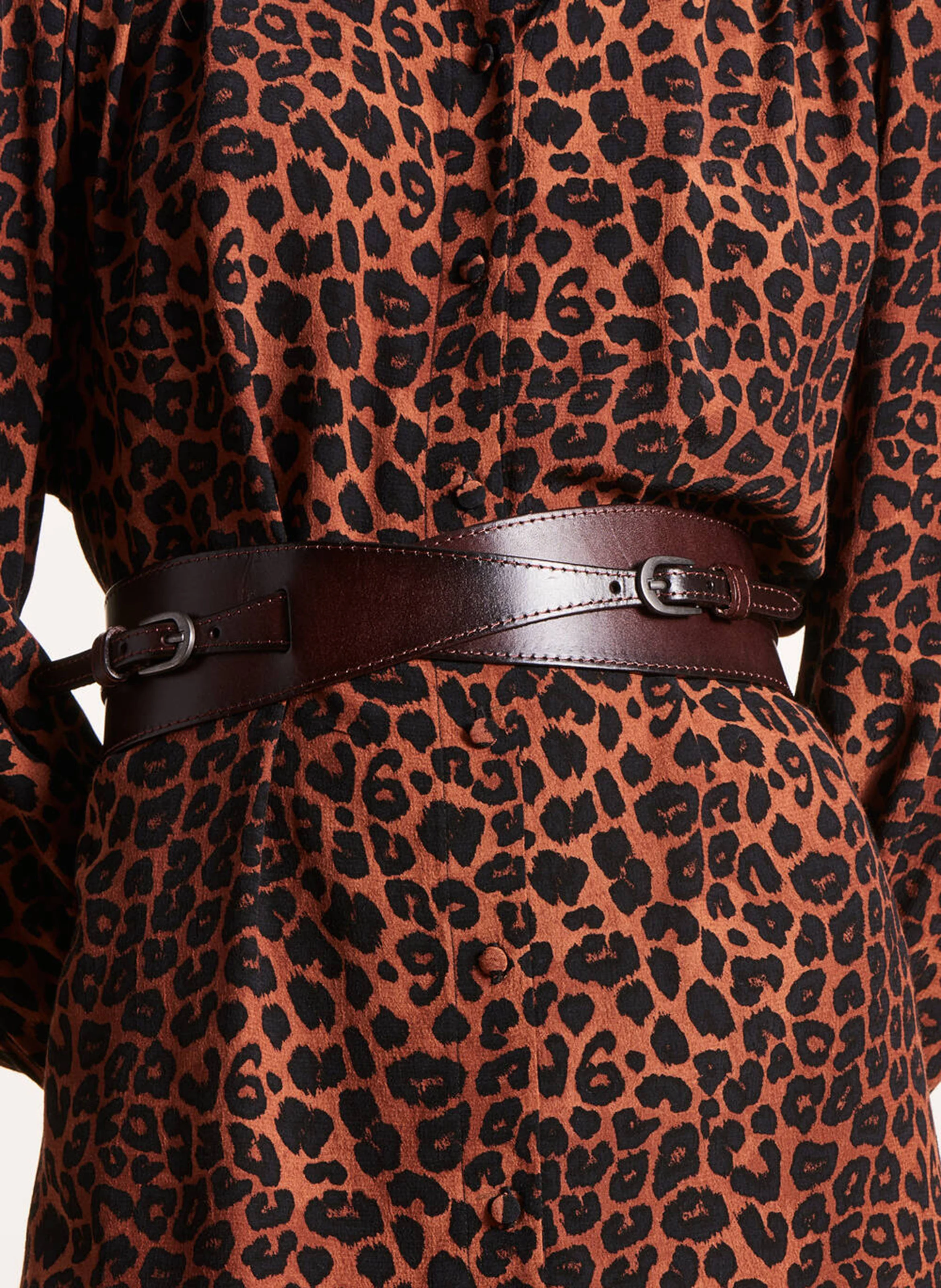 Ceinture en cuir mélangé | Marron