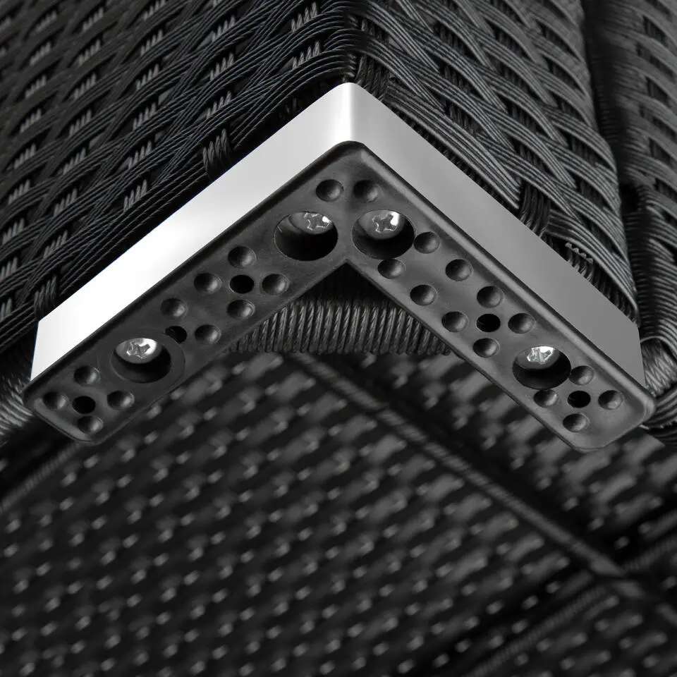 tectake - Wicker hocker, Zwart / Grijs
