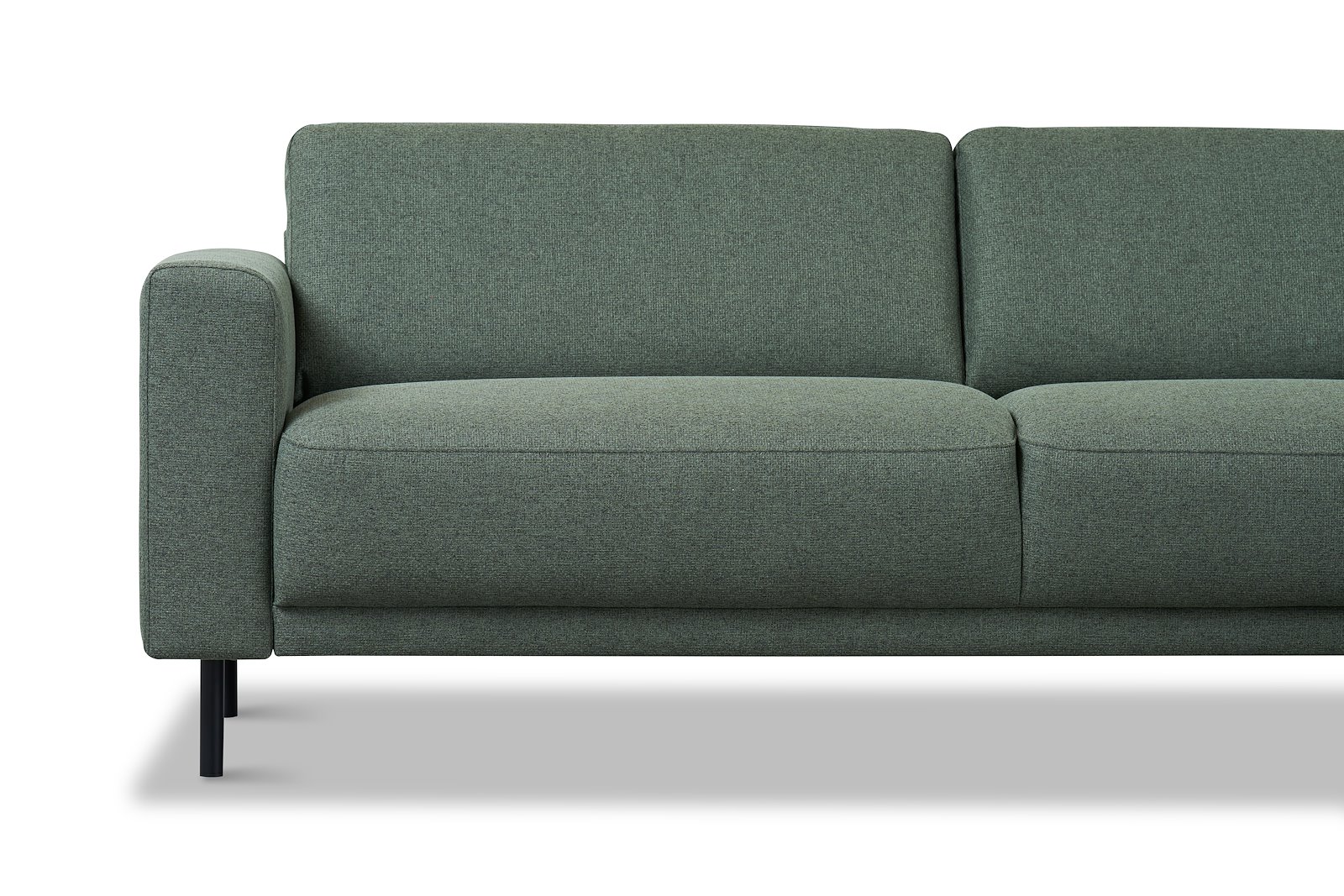 Portland hjørnesofa Tekstil Herby 10 Green med sorte ben