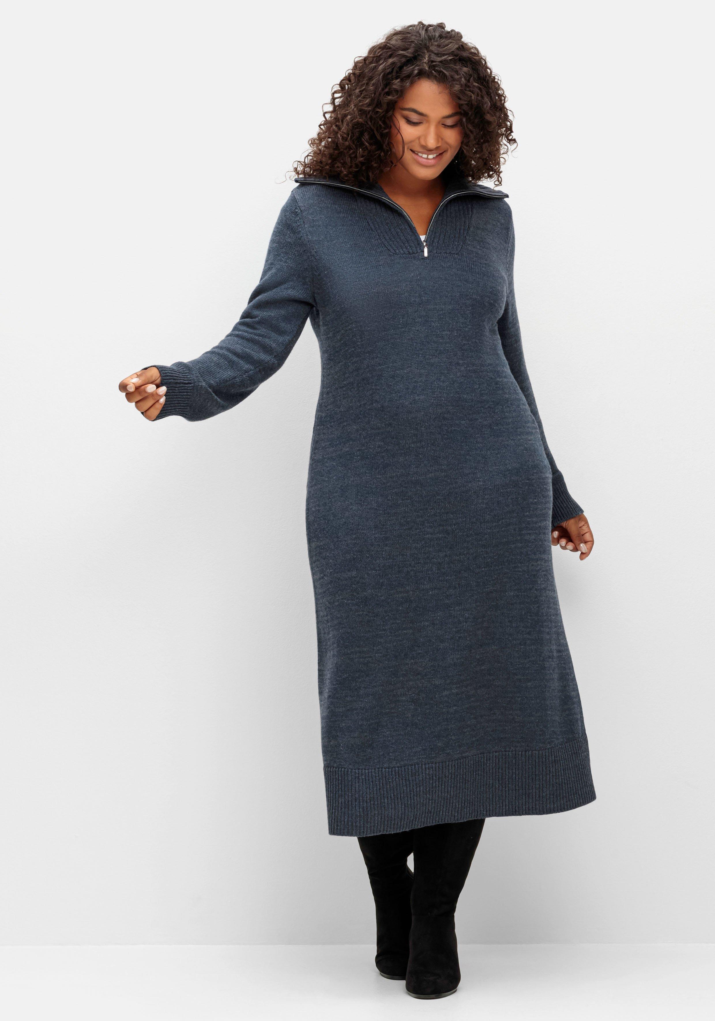 Strickkleid in Midilänge, mit Troyerkragen