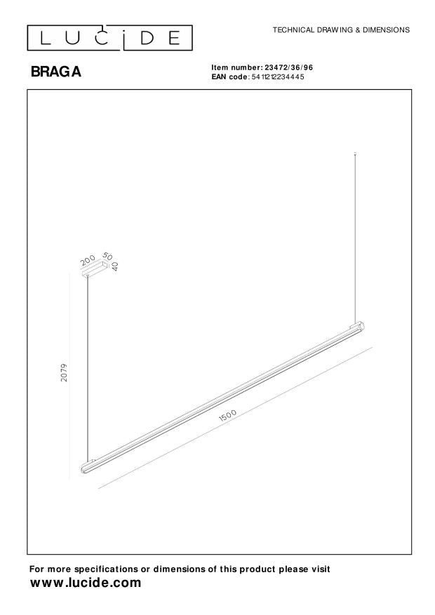 Lucide Premium BRAGA Hanglamp - Koffie