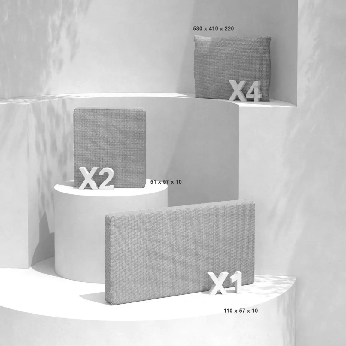 Lot de coussins de remplacement pour salon de jardin Calvi 4 places Gris clair