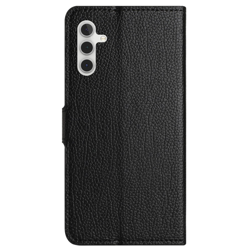 Samsung Galaxy S24 FE Leder Tasche Flip Cover Litchi Look - Schwarz