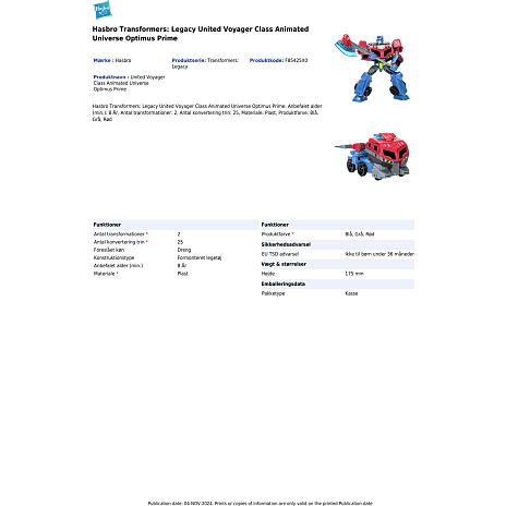 Transformers Optimus Prime figur 18 cm