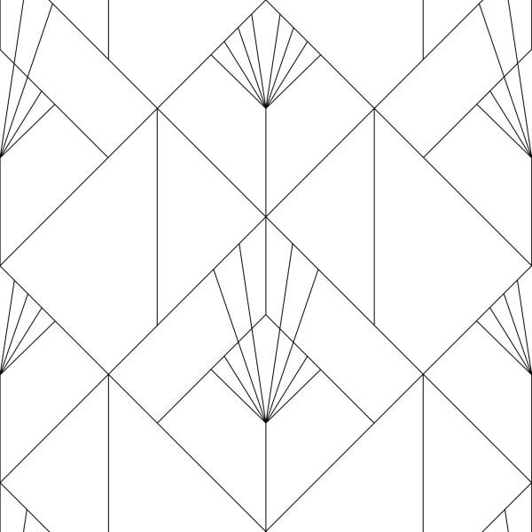 Estahome Art Deco Motief Fotobehang I  - 1,5 x 3 m - Wit / Zwart