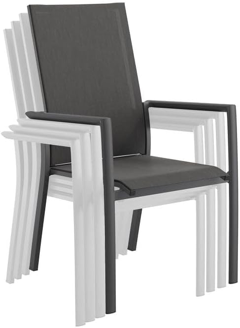 OUTLIV. Gartenmöbel Set Lucca L Aluminium Olefin 6 Personen mit Diningsofa Hochlehner Sesseln Glaskeramik Tisch 220x100 cm Dunkelgrau wetterfest