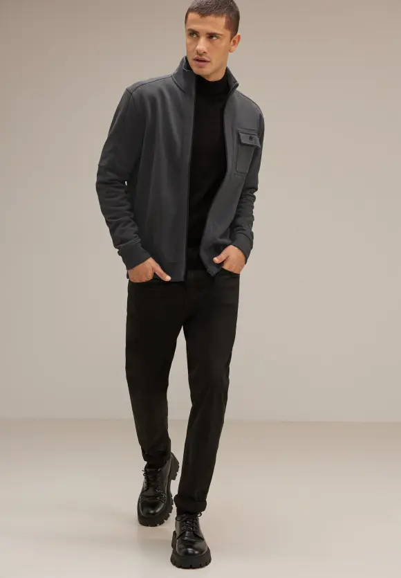 Sweatjacke mit Stehkragen - dark iron grey