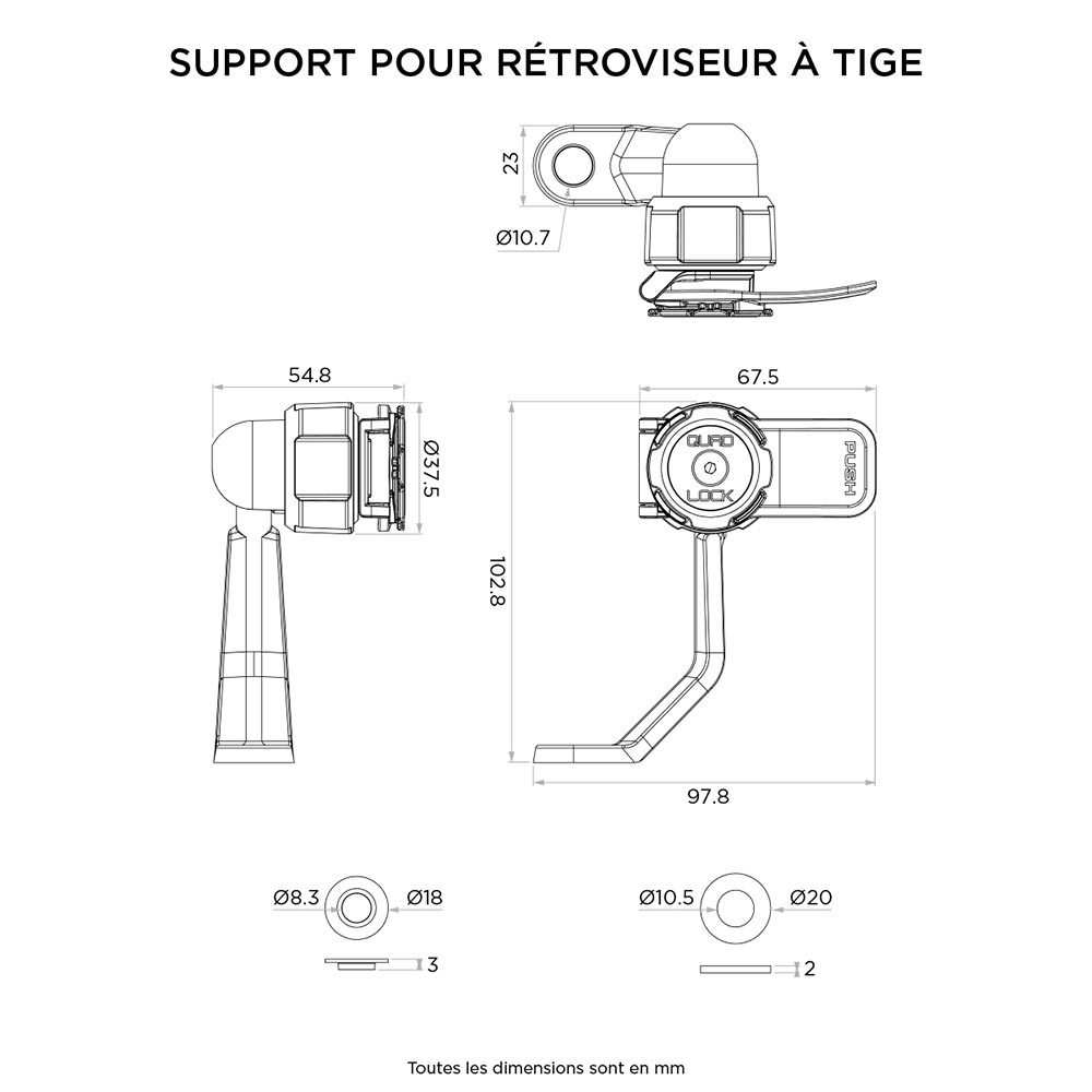 Quad Lock - Support pour rétroviseur à tige
