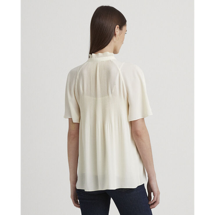 Lauren Ralph Lauren Pleated Georgette Blouse Mascarpone cream