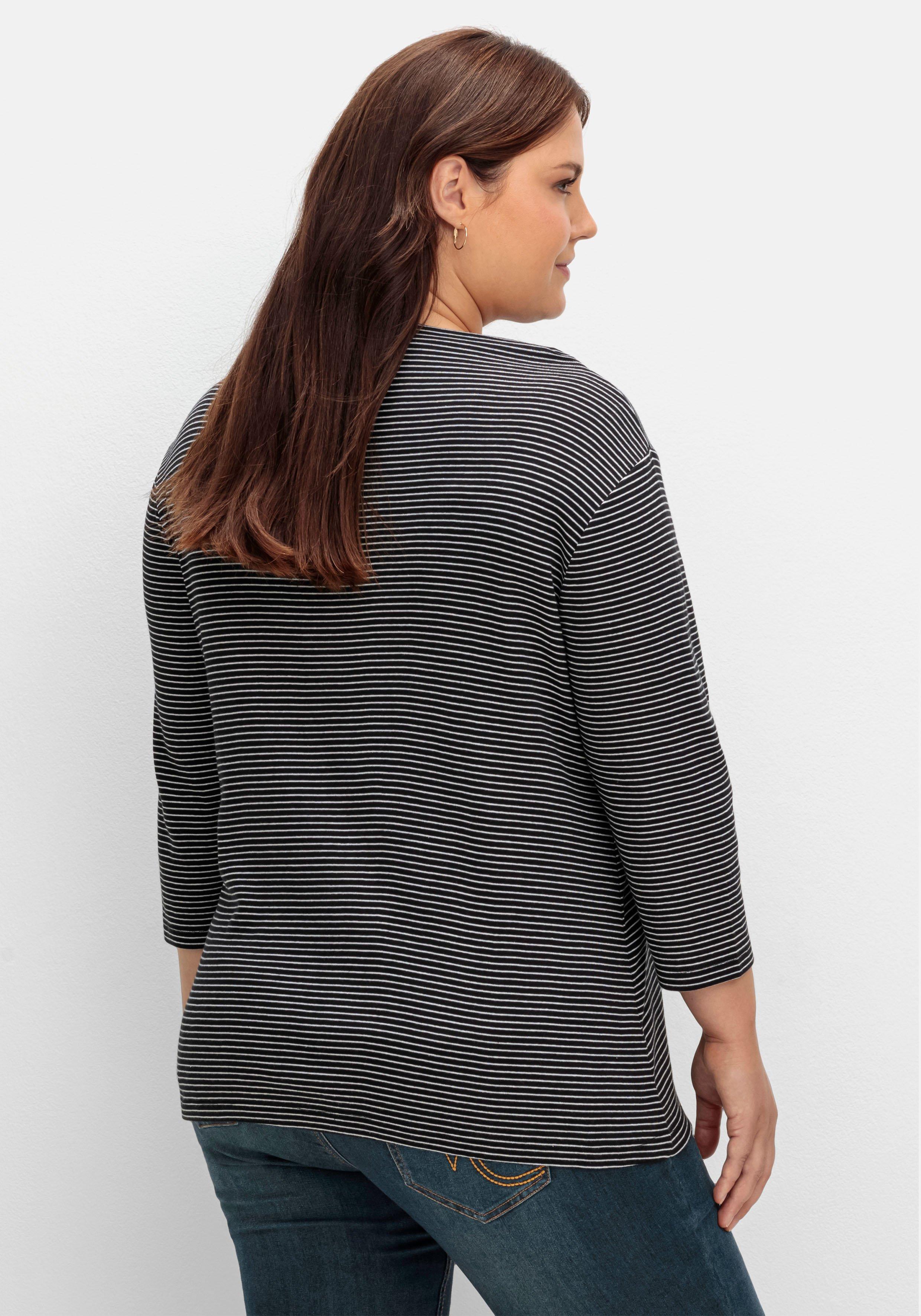 Gestreiftes Shirt mit 3/4-Arm und U-Boot-Ausschnitt