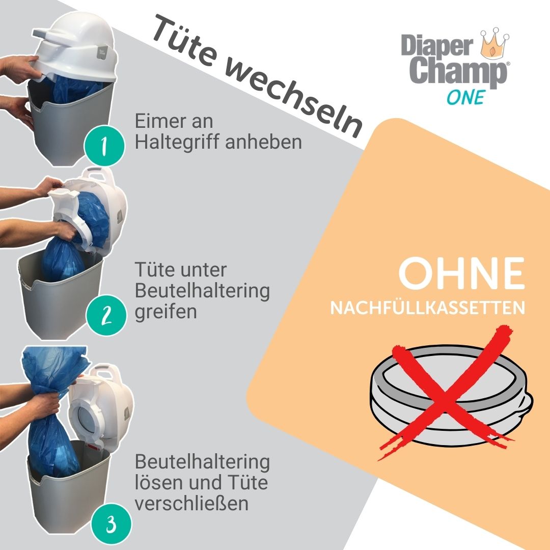 Diaper Champ ONE Maxi Geruchsdichter Windeleimer