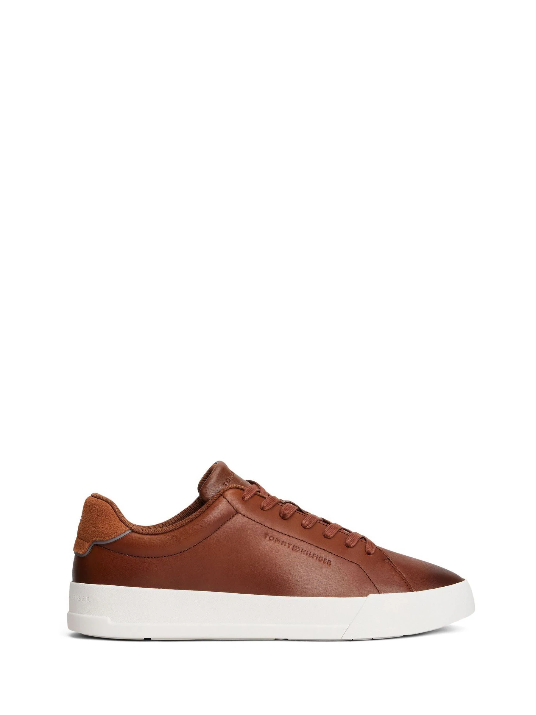 Tommy Hilfiger Leren Debossed Logo Court Sportschoenen