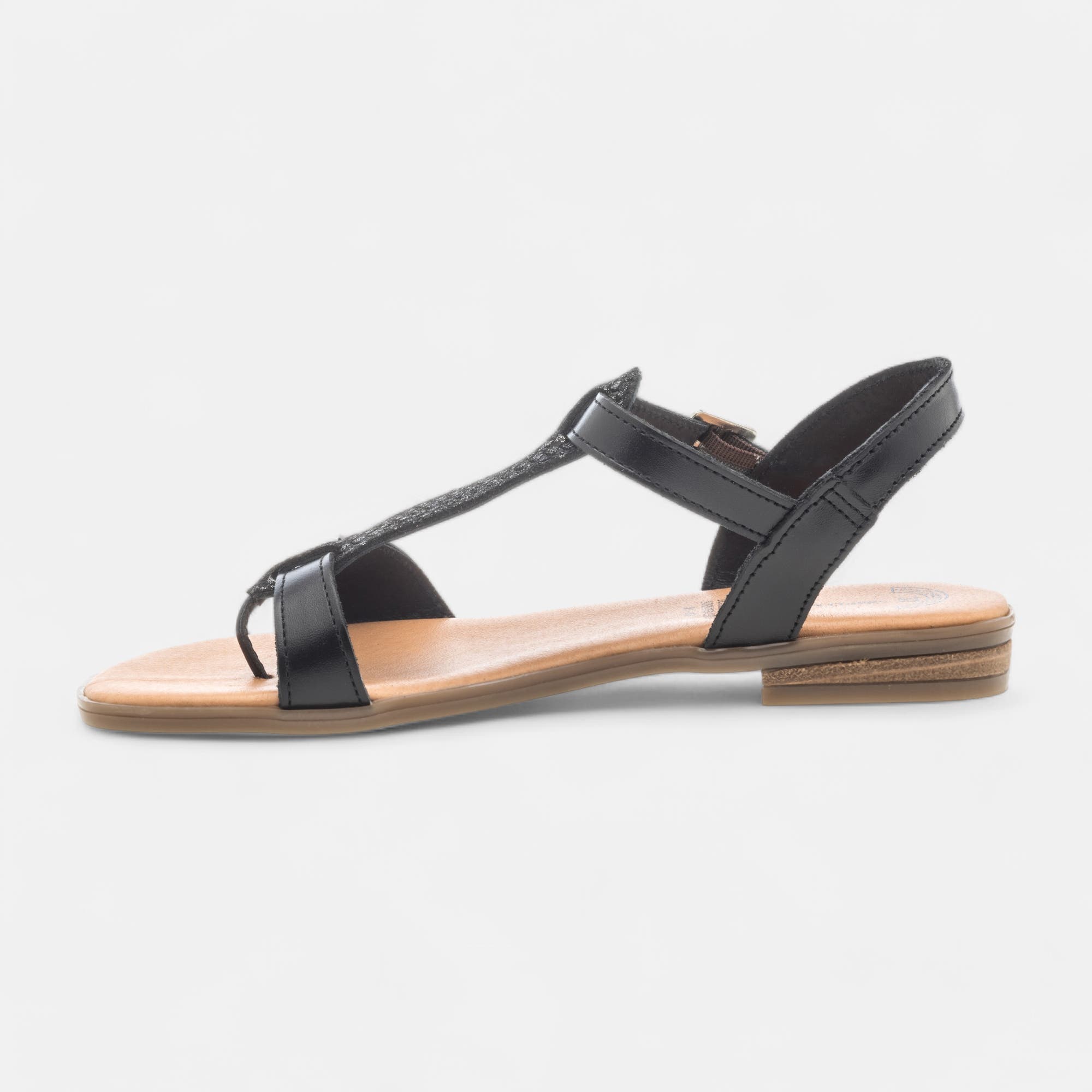 Nu-pieds Femme en cuir noir
