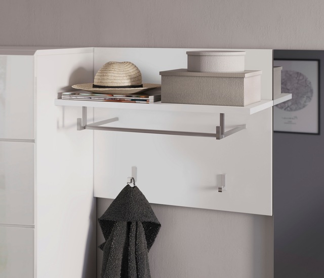 INOSIGN Garderobenpaneel »Malmö, Breite 60 cm, 2 Haken, 1 Kleiderstange, 1 Ablageboden« Wandpaneel, Paneel, Wandhaken, Wandboard