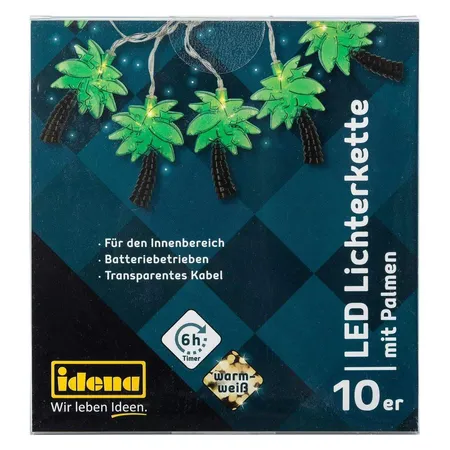Idena LED Lichterkette Palmen mit 6h-Timer