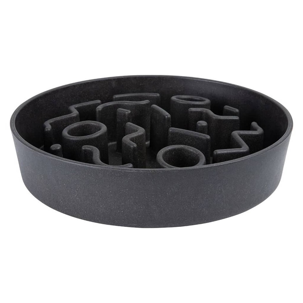 Mangeoire lente pour chiens bambou 28 cm gris foncé