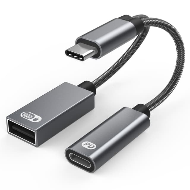 USB-C (han) til USB (hun) + USB-C PD ladestik og OTG adapter USB 2.0