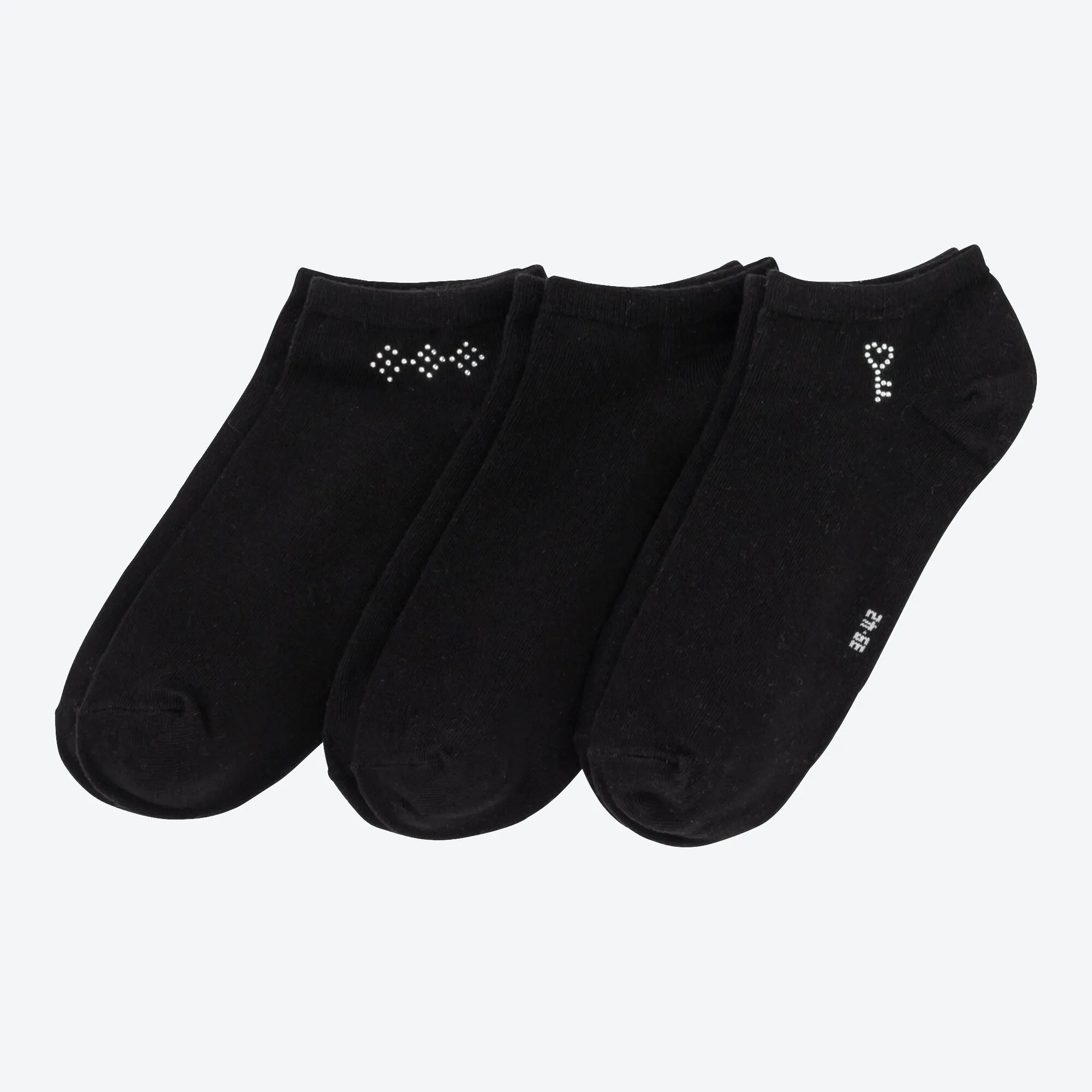 Damen-Sneaker-Socken mit Glitzer-Steinchen, 3er-Pack