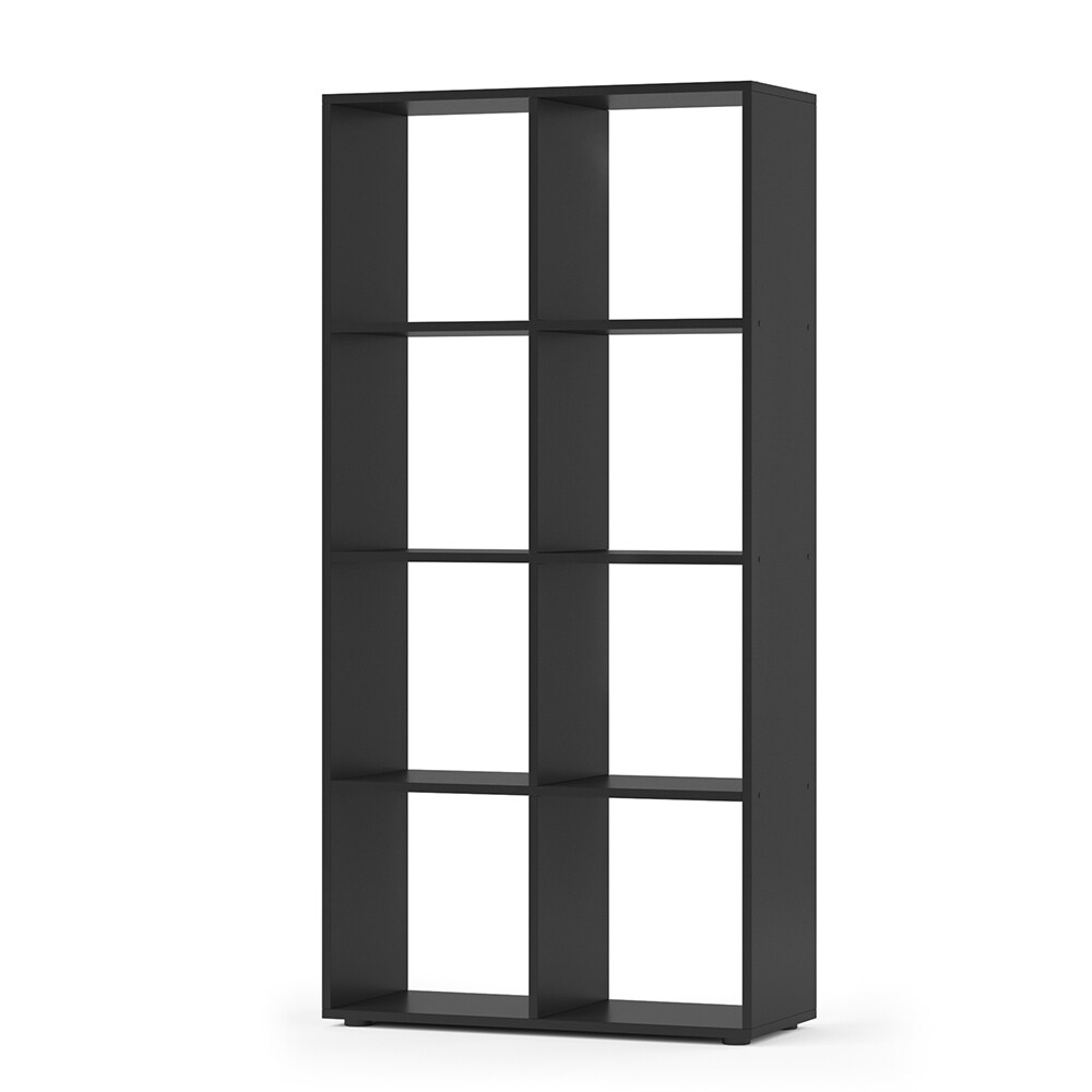 Vicco Raumteiler Scutum 8 Fächer Schwarz 140 x 72 cm - Regal Bücherregal Standregal Aktenregal Raumtrenner
