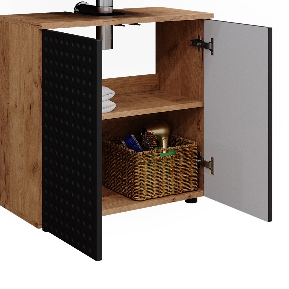 Vicco Badmöbel-Set Irma Eiche Anthrazit 2-teilig Spiegelschrank Waschbeckenschrank 60 cm