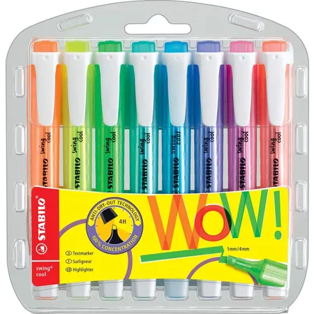 Textmarker - STABILO swing cool - 8er Pack - mit 8 verschiedenen Farben