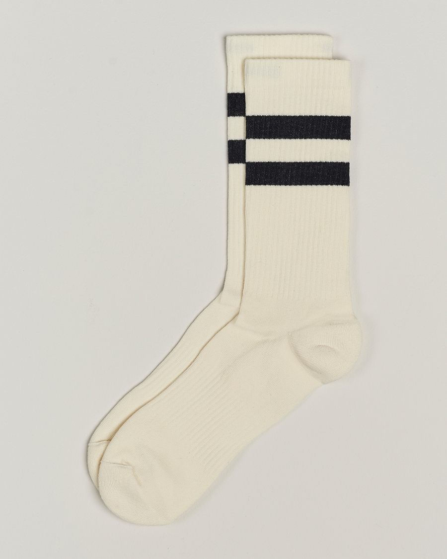 Sweyd Two Stripe Cotton Socks White/Black