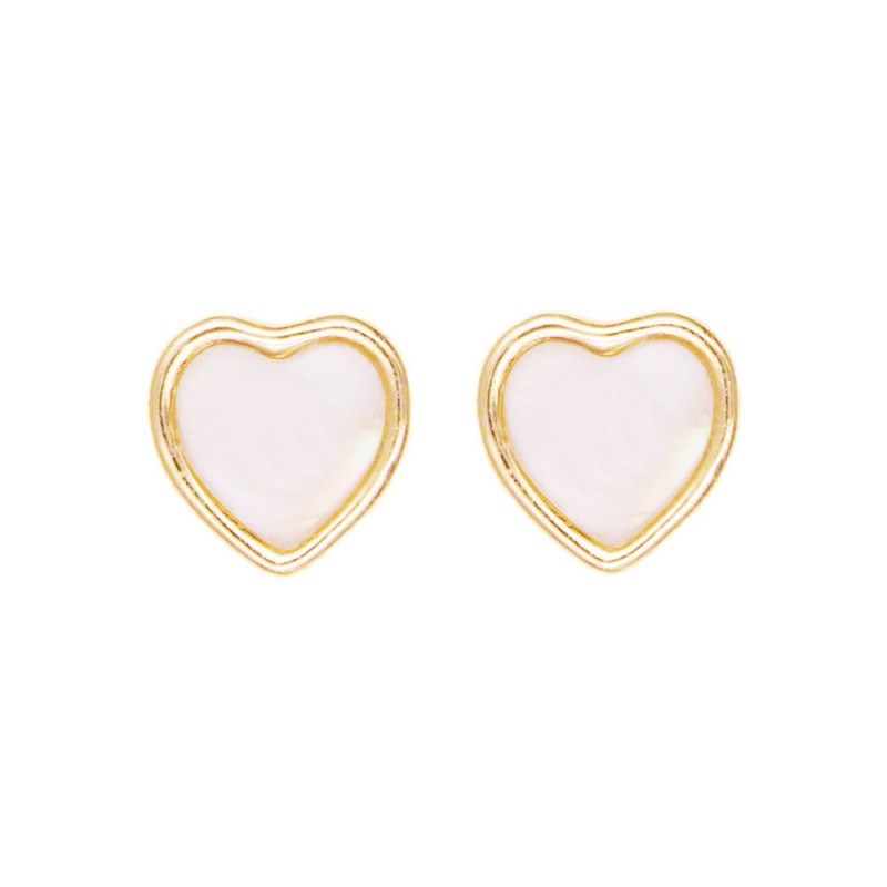 Boucles d'Oreilles Or Jaune Nacre - Coeurs