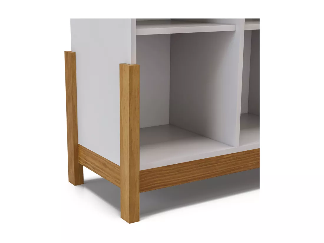 Étagère de rangement escalier panneaux de fibres blanc et noisette KENAN