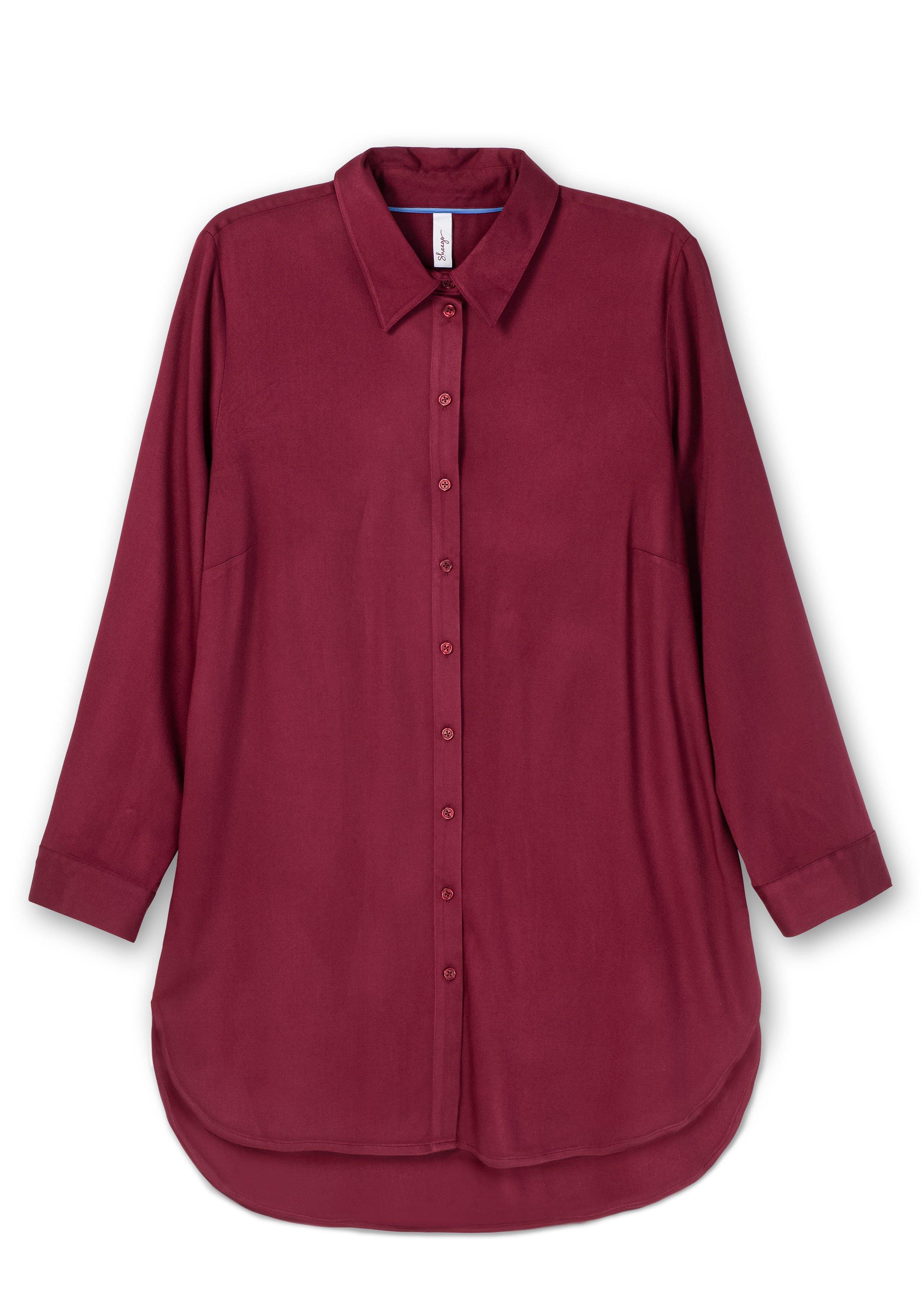 Leicht glänzende Longbluse mit gerundetem Saum