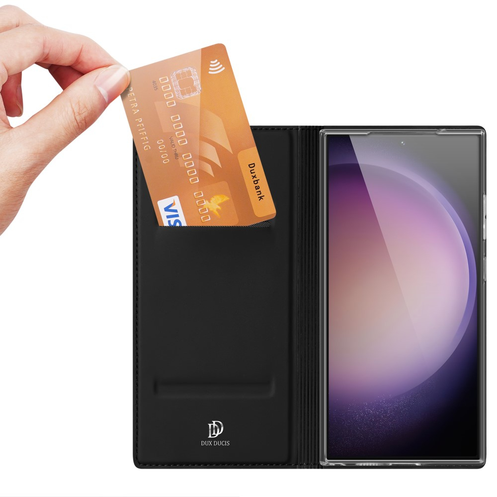 Samsung Galaxy S24 Ultra Flip Wallet Cover Leder Tasche - Schwarz