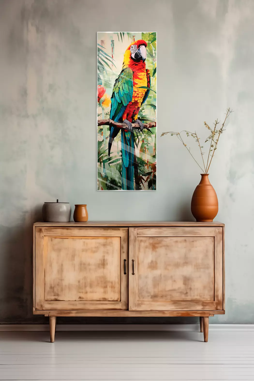 Glasbild 30 x 80 cm Parrot Jungle I