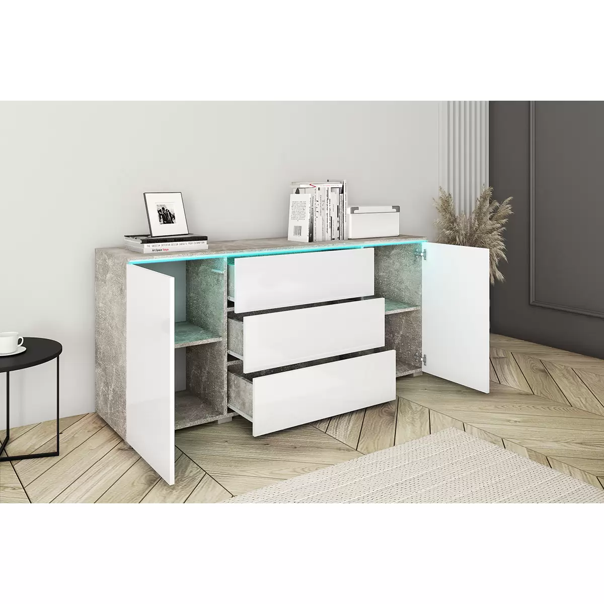 Sideboard Vera 150 Betonoptik,weiss