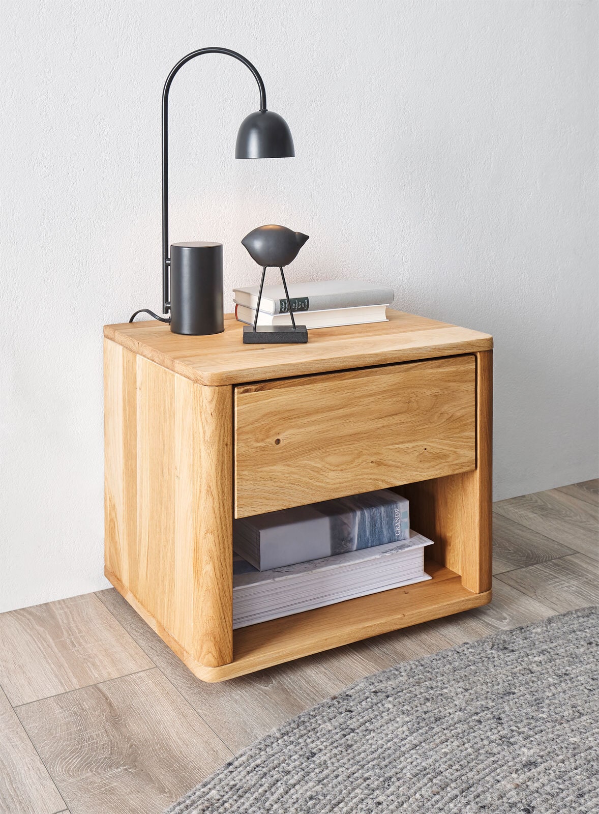 Nachtkommode Hilla II Massivholz Eiche