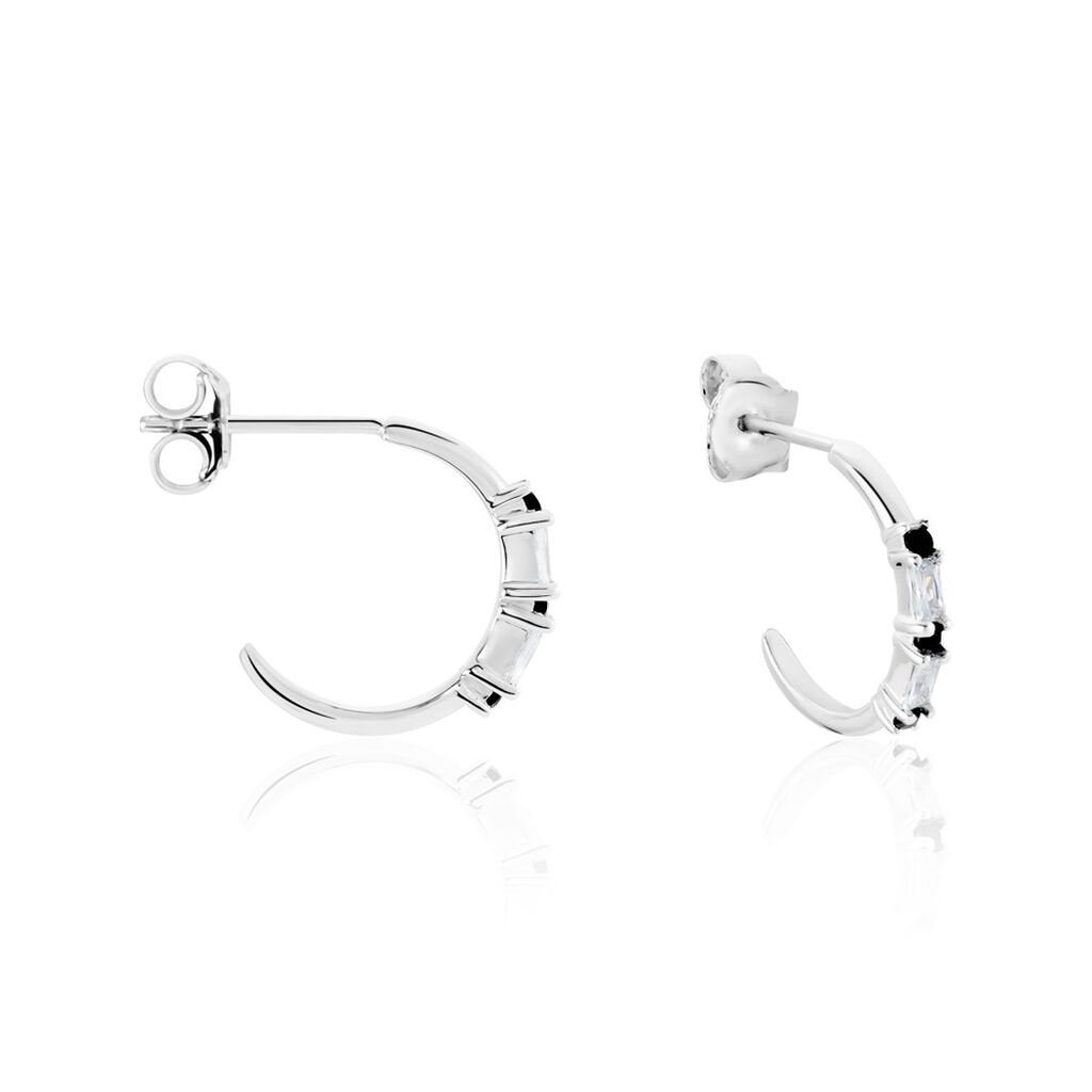 Créoles Adriana Argent Blanc Oxyde De Zirconium